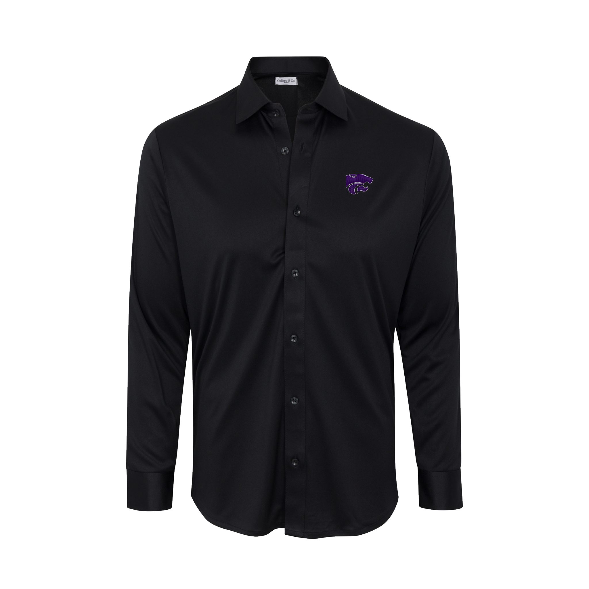 K-State Quattro Flex Dress Shirt with Semi-Spread Collar Black