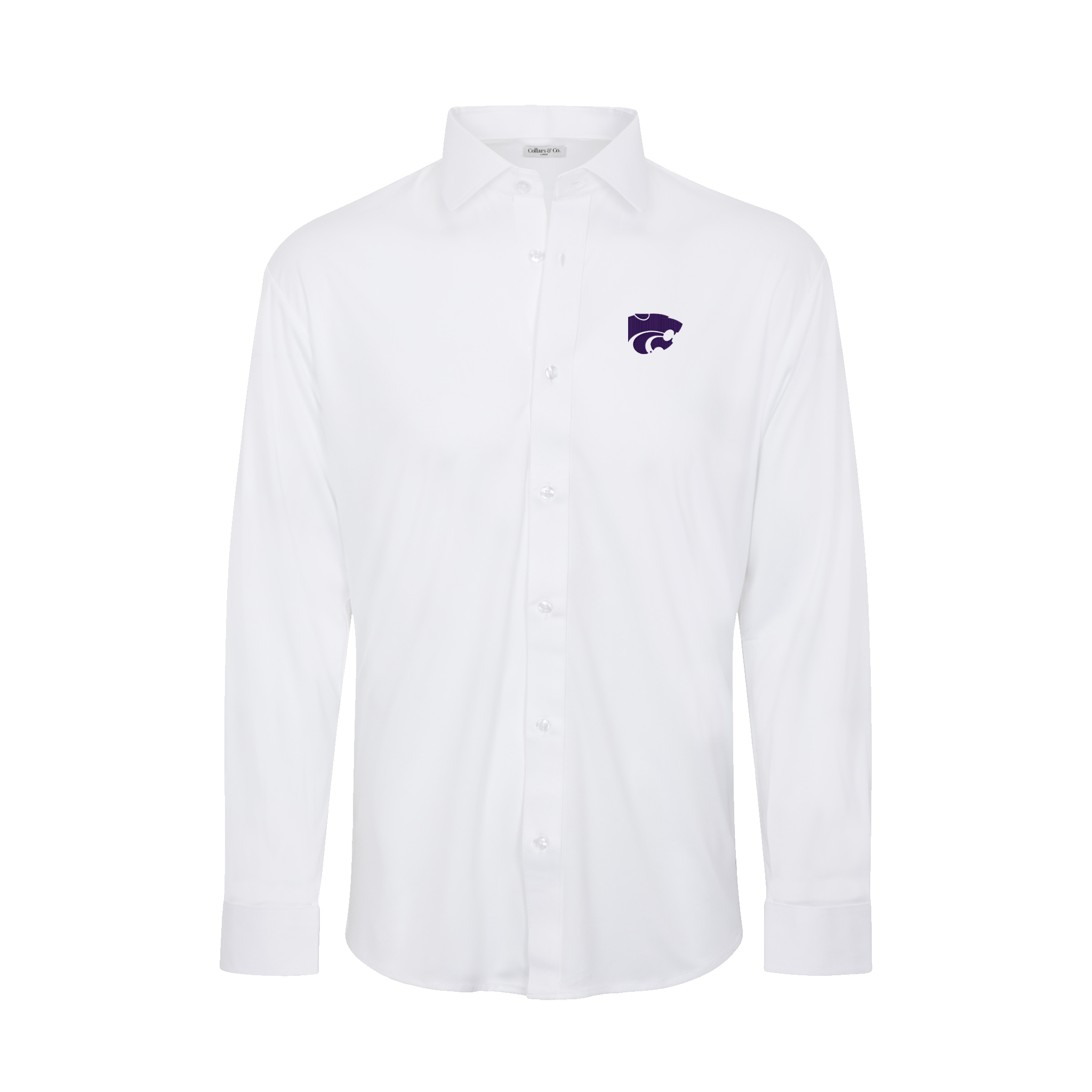 K-State Quattro Flex Dress Shirt with Semi-Spread Collar White