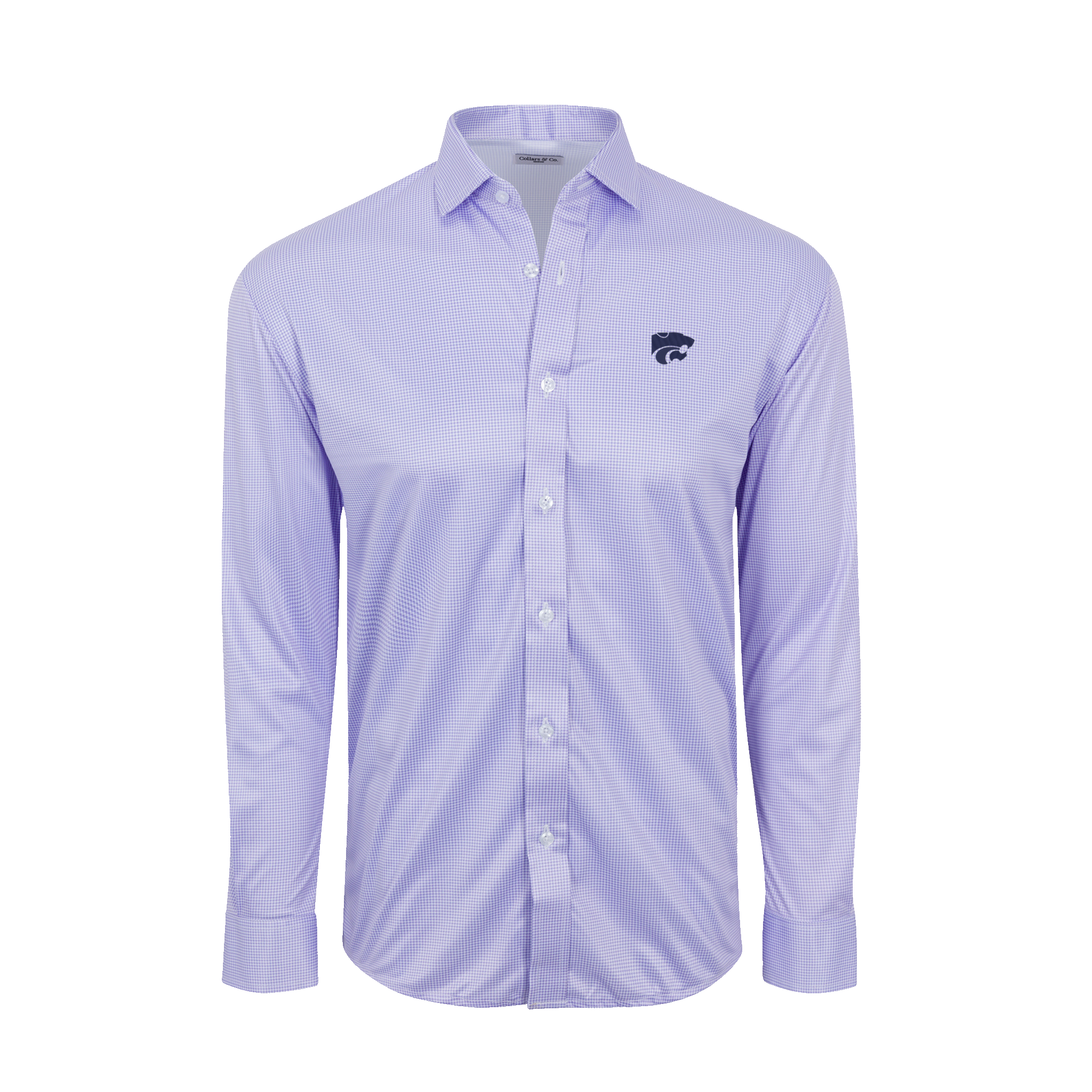 K-State Quattro Flex Dress Shirt with Semi-Spread Collar Lavender Houndstooth