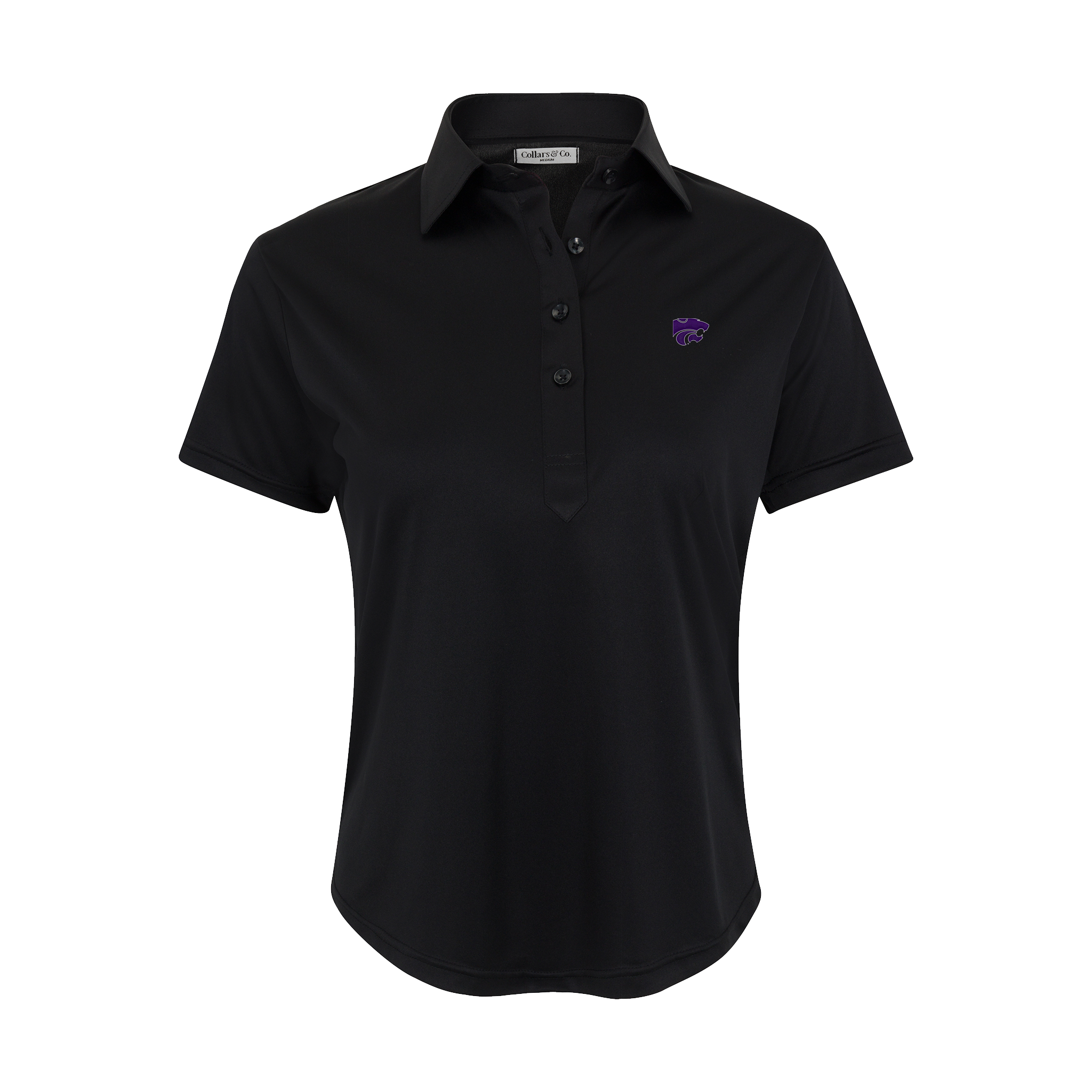 K-State Women's Cap Sleeve Semi Spread Polo Black