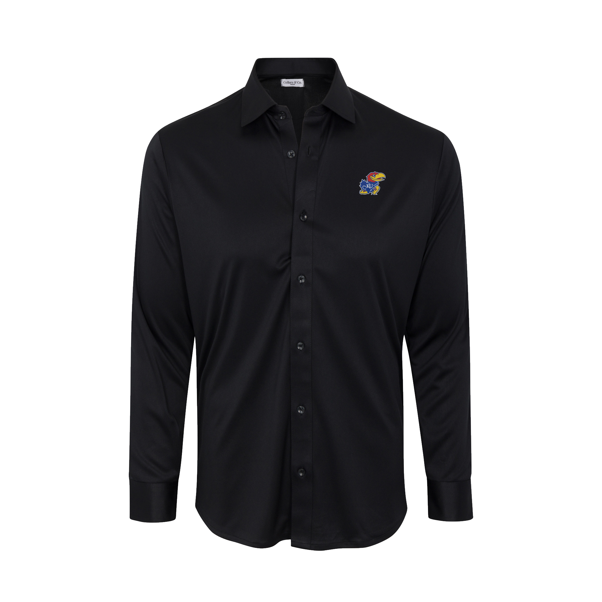 Kansas Quattro Flex Dress Shirt with Semi-Spread Collar Black